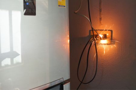 Electrical outlet sparking.