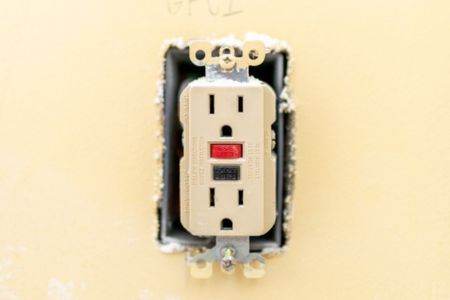 GFCI outlet with cover removed.