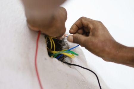 Complicated wiring outlet setup.