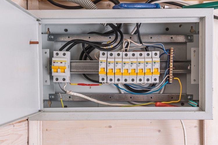 An open electrical panel